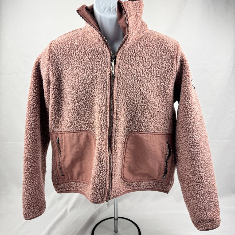 Vuori Alpine Sherpa Fleece Womens Small Full Zip Pink Jacket Cozy Outdoor